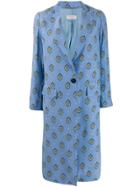 Alberto Biani Diamond Pattern Coat - Blue