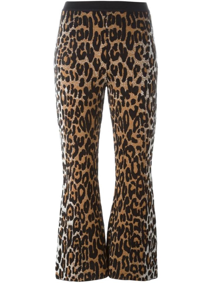 Stella Mccartney Flared Cheetah Jacquard Trousers, Women's, Size: 44, Black, Silk/polyamide/viscose/wool