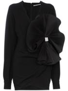 Alessandra Rich Arich Drs Crepe Mini Bow Emb - Black