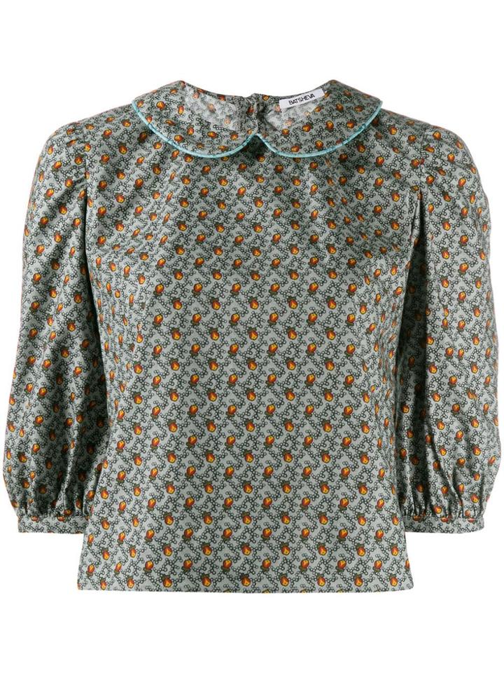 Batsheva Floral Peter Pan Collar Blouse - Blue