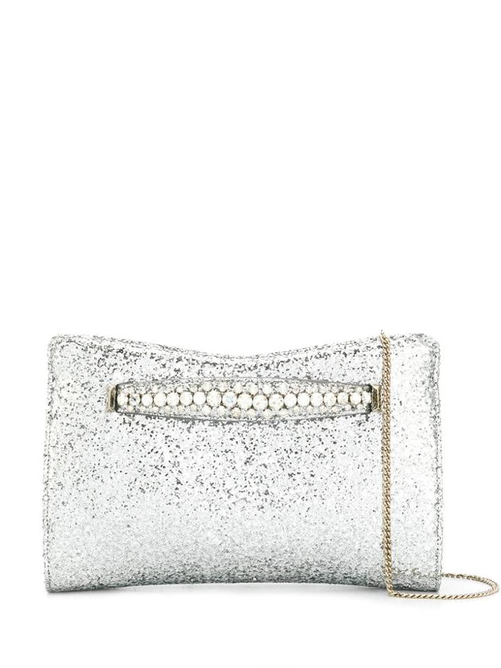 Jimmy Choo Venus Glitter Clutch Bag - Silver