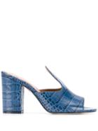 Paris Texas Crocodile Print Sandals - Blue