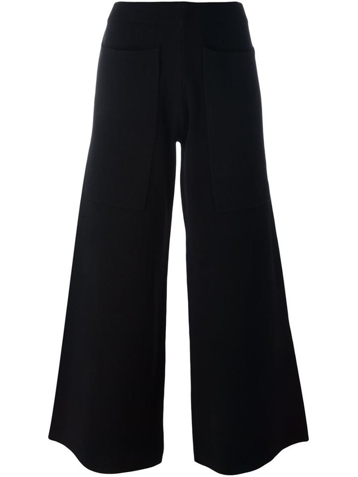 Joseph Wide Leg Cropped Jeans, Women's, Size: Small, Black, Wool