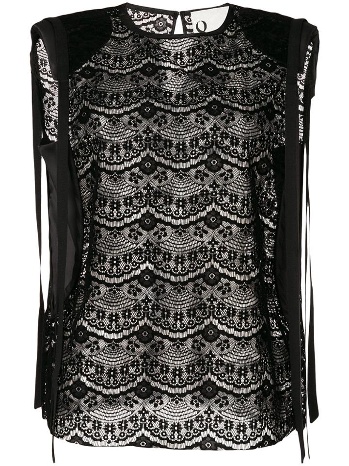 8pm Sheer Lace Blouse - Black