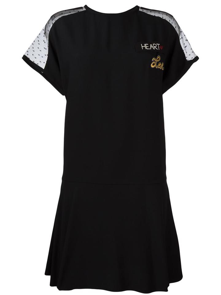 Red Valentino Sheer Sleeves T-shirt Dress, Women's, Size: 38, Black, Acetate/viscose/polyamide/polyester