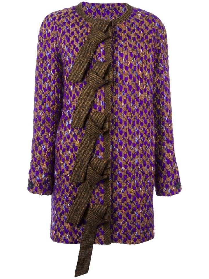 Marco De Vincenzo Twill Lace Detail Coat, Women's, Size: 40, Brown, Cotton/viscose/virgin Wool