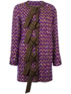 Marco De Vincenzo Twill Lace Detail Coat, Women's, Size: 40, Brown, Cotton/viscose/virgin Wool