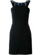 Fendi Flower Appliqué Dress, Women's, Size: 42, Black, Silk/acetate/viscose/brass