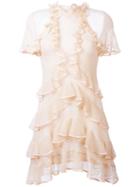 Alexander Mcqueen Ruffled Mini Dress, Women's, Size: Xs, Nude/neutrals, Silk/viscose