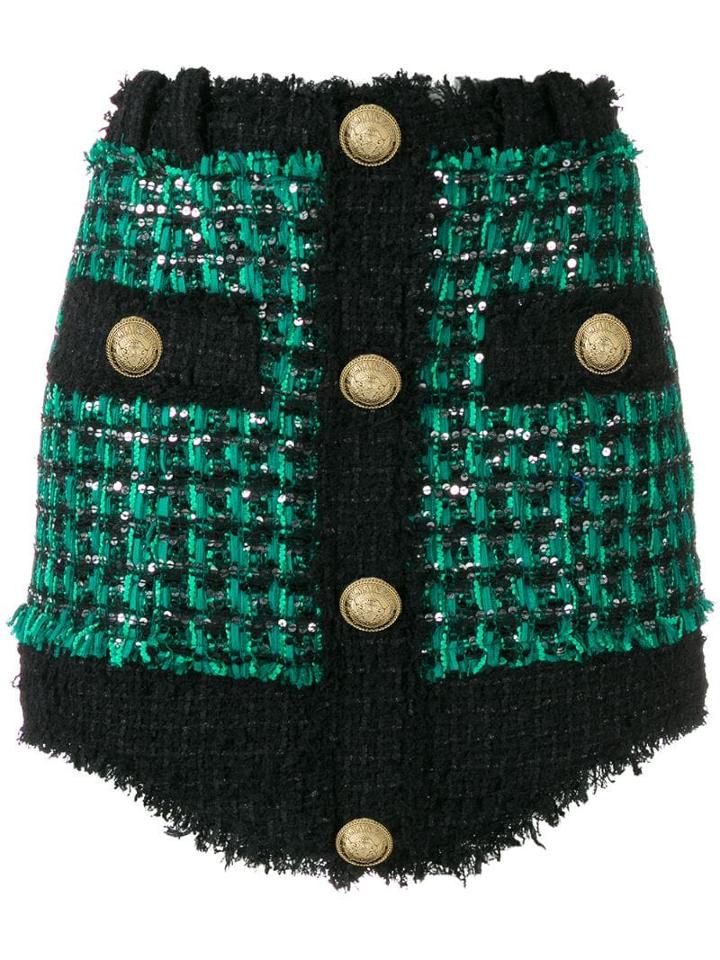 Balmain High-waist Short Skirt - Green
