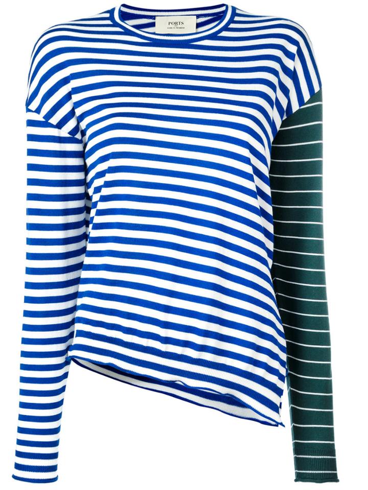 Ports 1961 Contrast Stripe Jumper - Blue