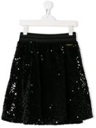 Twin-set Sequin Embroidered Flared Skirt - Black