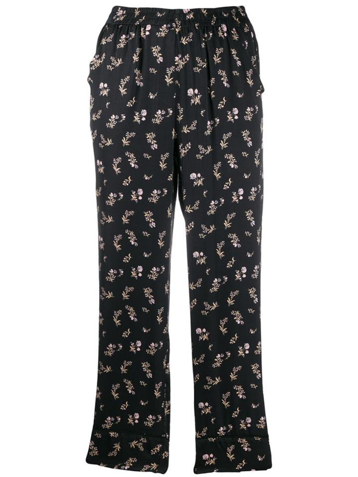 Love Stories Floral-print Cropped Trousers - Black