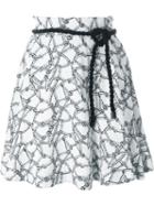 Kenzo Rope Print Skirt, Women's, Size: 36, White, Viscose/polyester