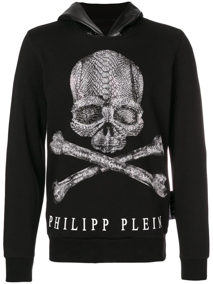 Philipp Plein Rhinestone Skull Print Hoodie - Black