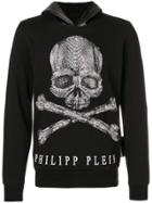 Philipp Plein Rhinestone Skull Print Hoodie - Black