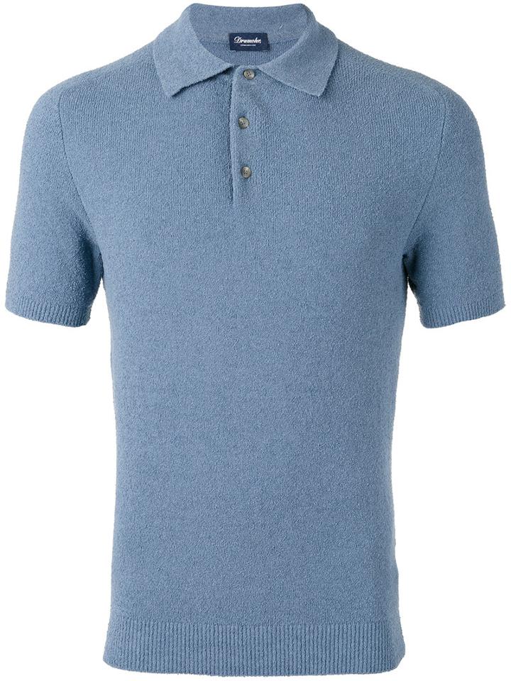 Drumohr Polo Shirt, Men's, Size: 48, Blue, Cotton/polyamide