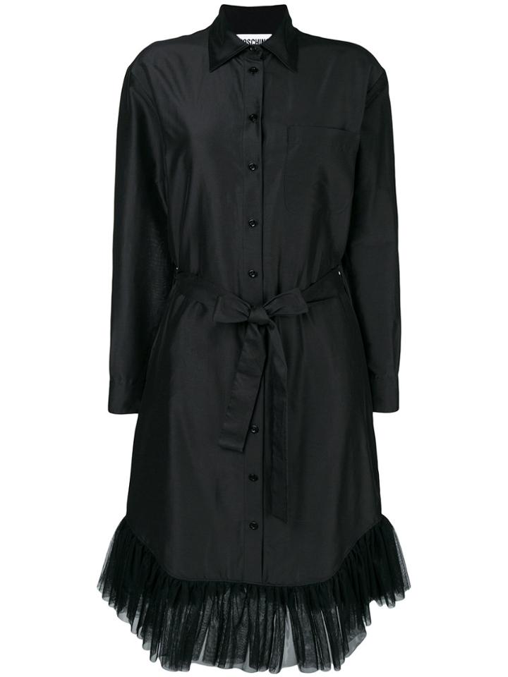 Moschino Tulle Hem Midi Coat - Black