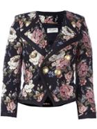 Saint Laurent Floral Jacquard Jacket, Women's, Size: 42, Black, Silk/cotton/alpaca