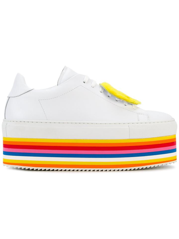 Joshua Sanders Smile Stripe Platform Sneakers - White