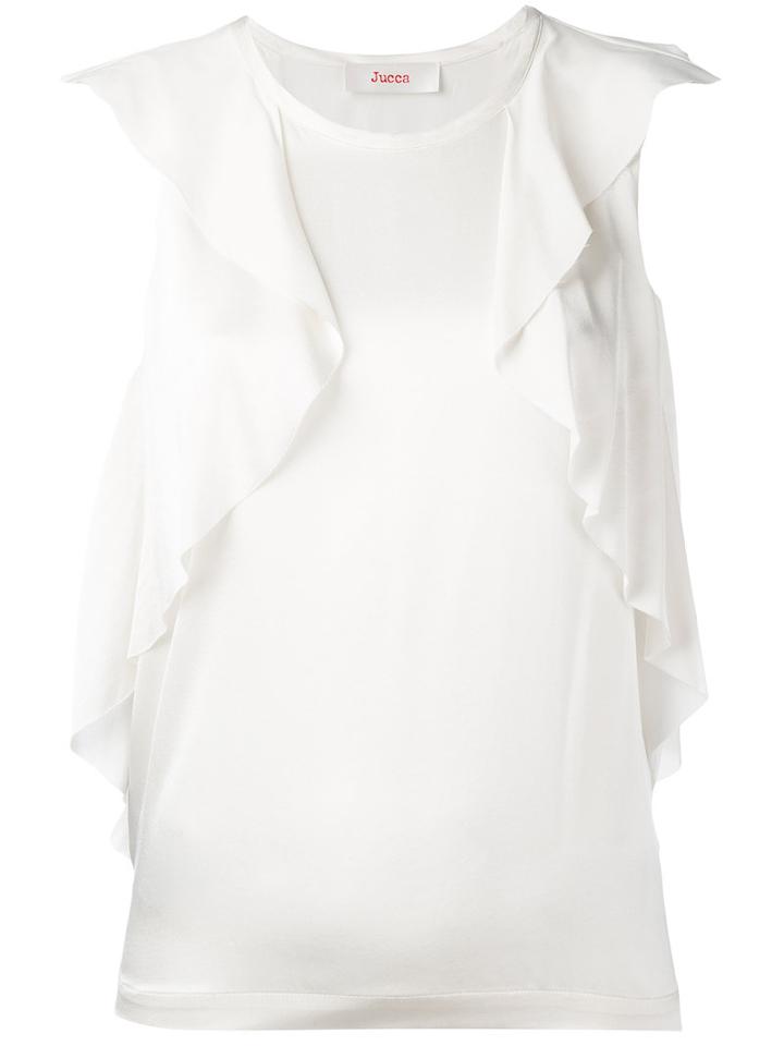 Jucca - Ruffled Detail Sleeveless Blouse - Women - Silk/spandex/elastane - 44, Nude/neutrals, Silk/spandex/elastane