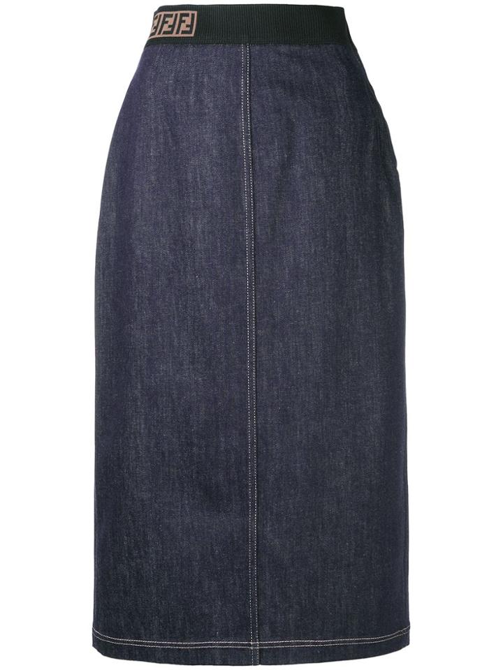 Fendi Pencil Denim Skirt - Blue