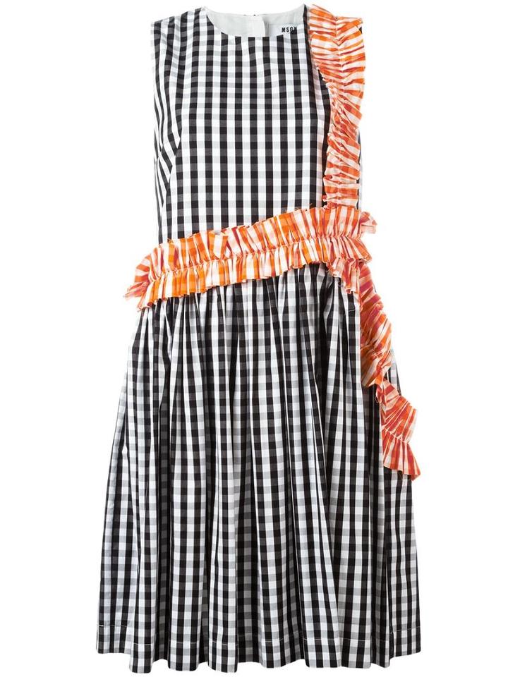 Msgm Checked Flared Dress, Women's, Size: 42, Black, Cotton
