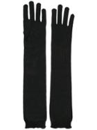 Rochas Elbow Length Gloves, Women's, Black, Silk
