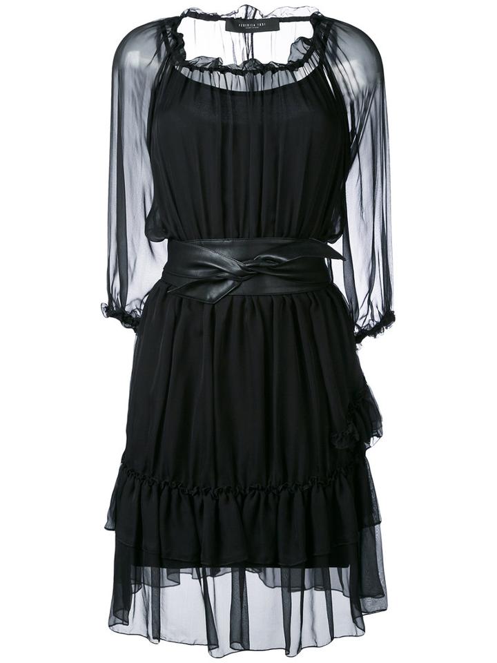 Sheer Belted Dress - Women - Silk/spandex/elastane/modal - S, Black, Silk/spandex/elastane/modal, Federica Tosi