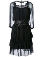 Sheer Belted Dress - Women - Silk/spandex/elastane/modal - S, Black, Silk/spandex/elastane/modal, Federica Tosi
