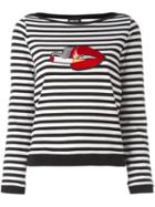 Just Cavalli 'lips' Patch Longsleeved T-shirt, Women's, Size: Small, Black, Cotton/polyester/viscose