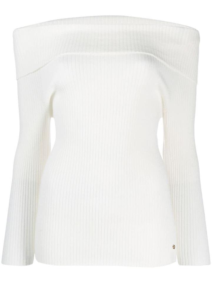 Twin-set Off-shoulder Ribbed Knit Sweater - Neutrals