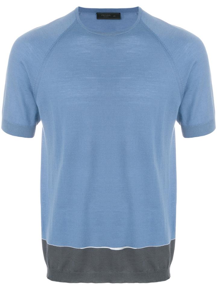 Prada Contrast Hem T-shirt - Blue