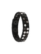 Diesel Leather Bracelet With Mixed Studs - Black