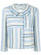 Chanel Vintage Striped Patch Jacket - Blue