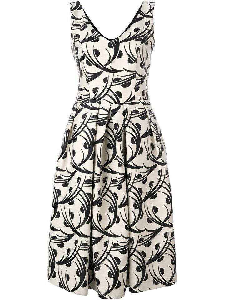 Eggs Leaves Print Flared Dress