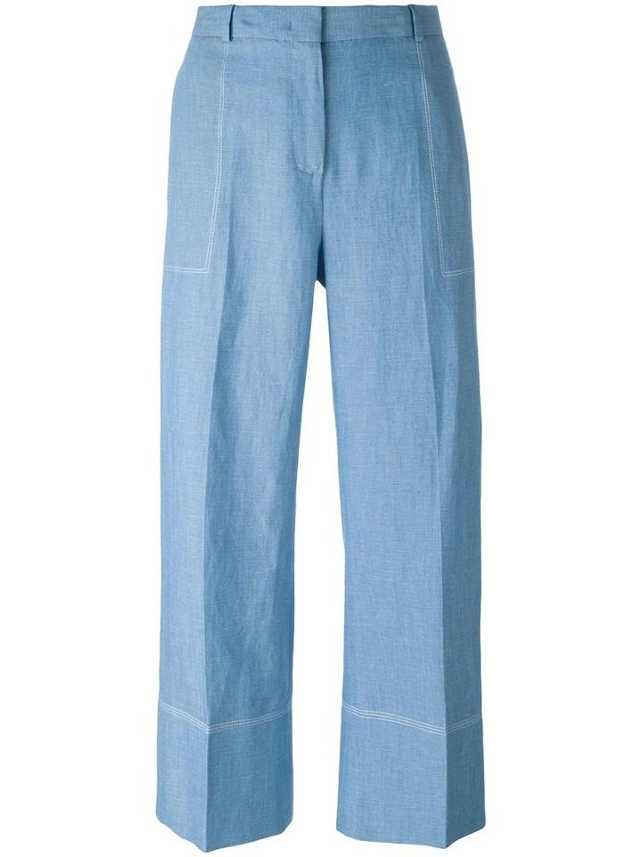 Ermanno Scervino Wide-legged Cropped Trousers, Women's, Size: 38, Blue, Cotton/linen/flax/acetate/cupro