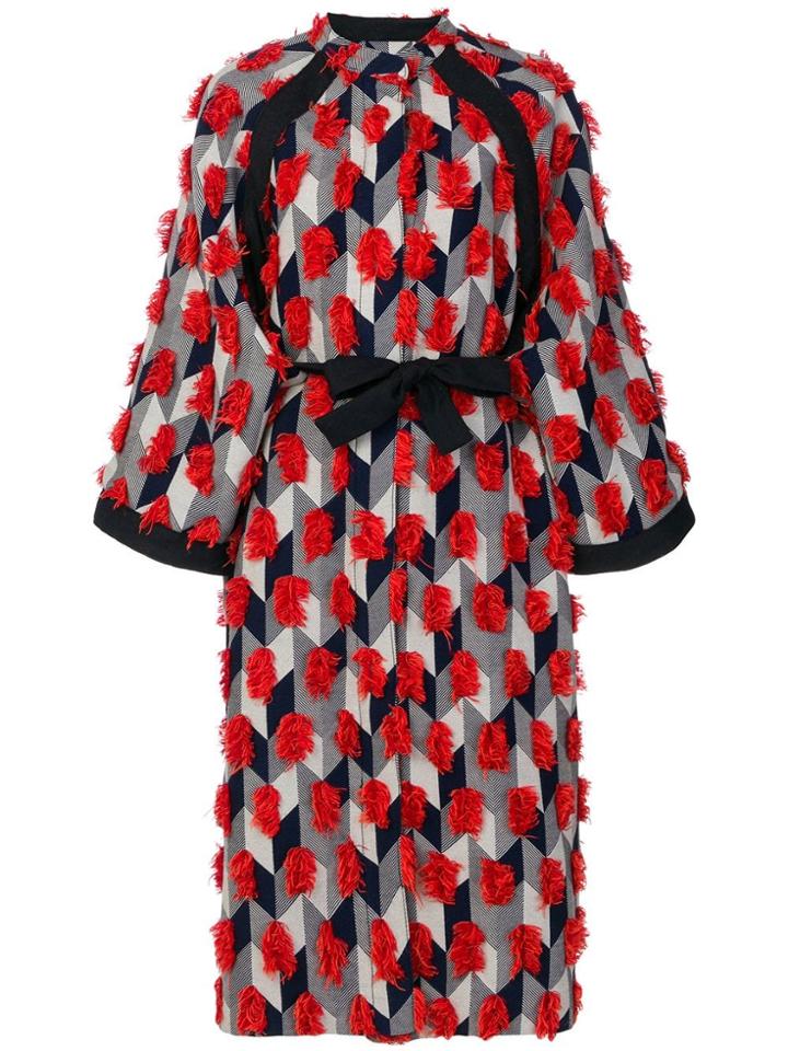 Henrik Vibskov Fringed Geometric Print Dress Coat - Multicolour