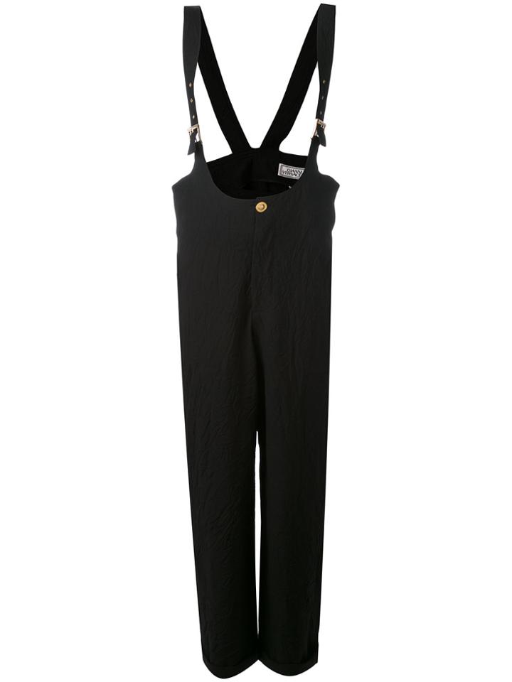 Versace Vintage Buckle Strap Dungarees - Black