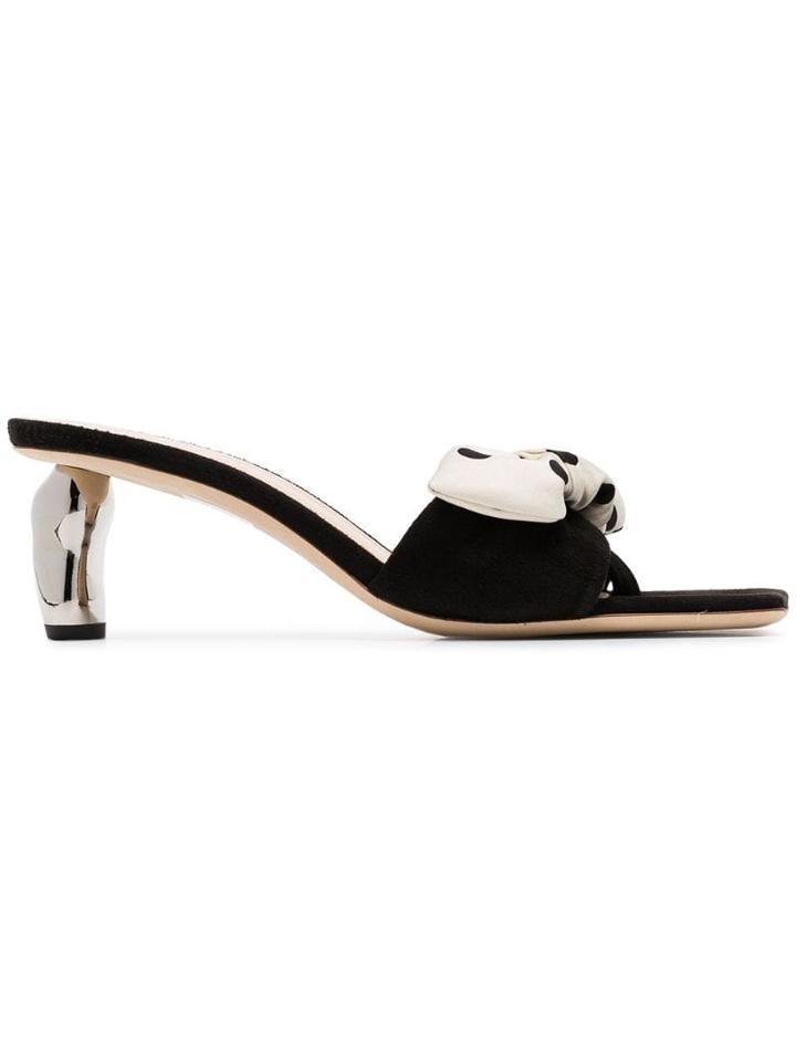 Rejina Pyo Lottie 20 Metal Heel Satin Bow Sandals - Black