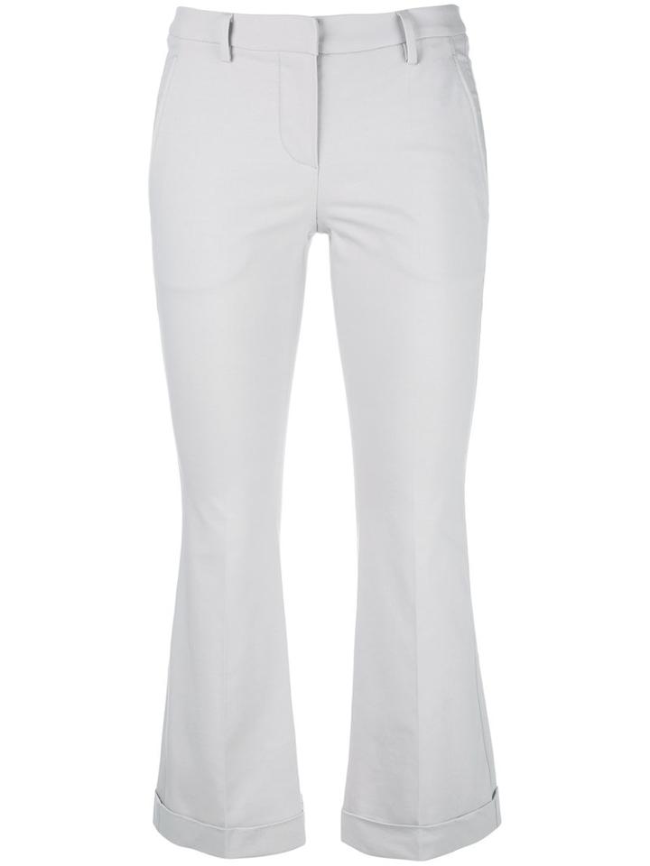 Brunello Cucinelli Cropped Kick Flare Trousers, Women's, Size: 46, Grey, Cotton/polyester/spandex/elastane/cupro