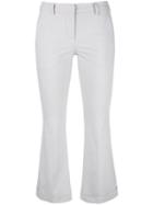Brunello Cucinelli Cropped Kick Flare Trousers, Women's, Size: 46, Grey, Cotton/polyester/spandex/elastane/cupro