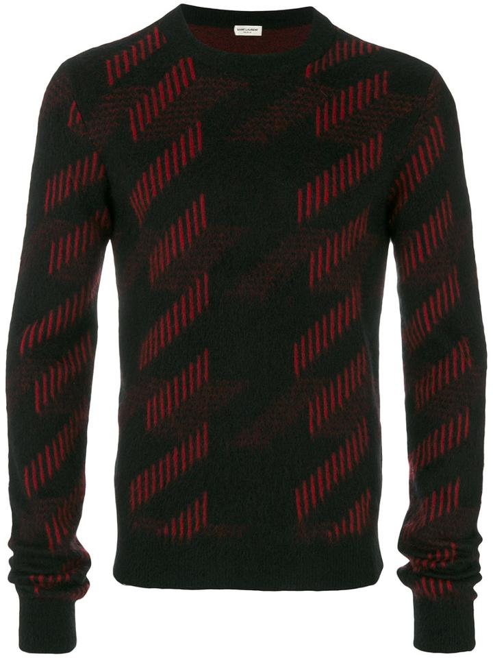 Saint Laurent - Geometric Pattern Sweater - Men - Nylon/mohair/wool - S, Black, Nylon/mohair/wool