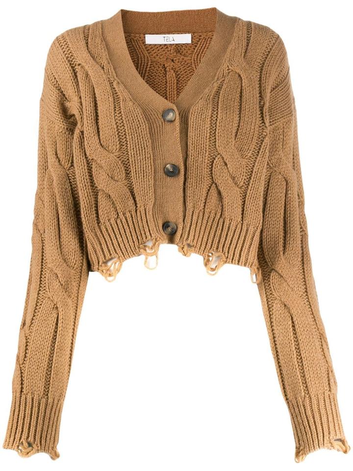Tela Distressed Look Cardigan - Neutrals