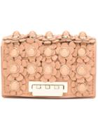 Zac Zac Posen Flower Embellished Clutch, Women's, Nude/neutrals, Calf Leather