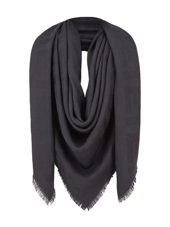 Fendi Ff Motif Shawl Scarf - Black