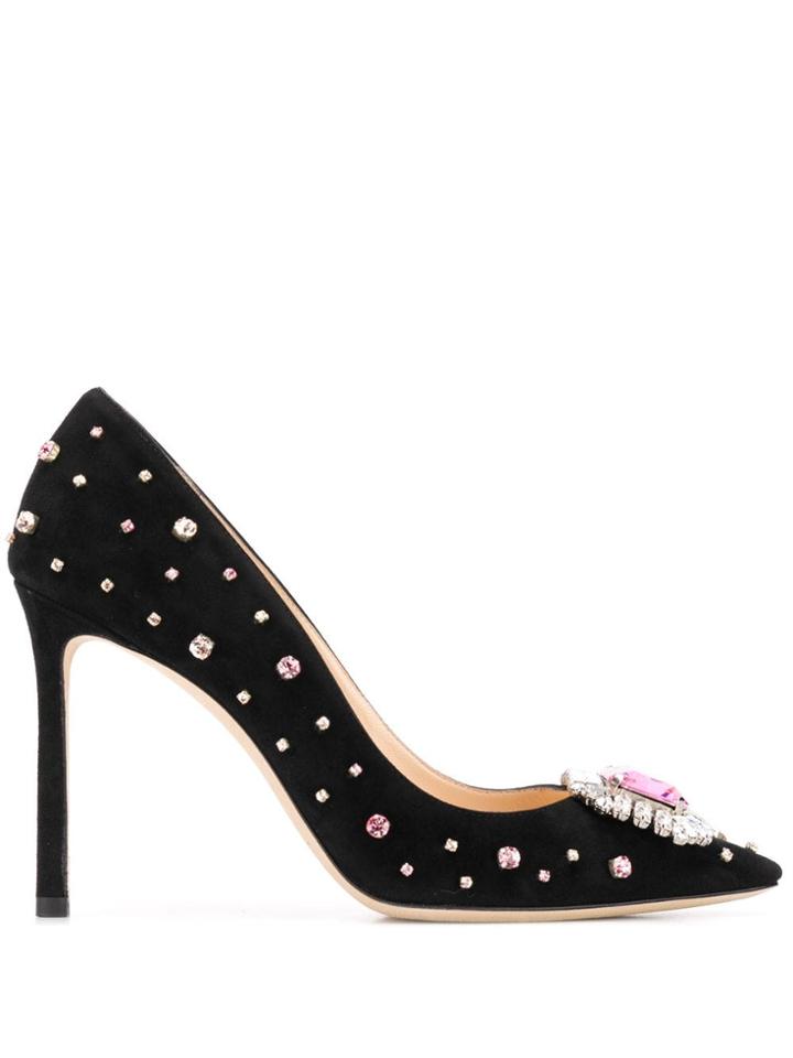 Jimmy Choo Romy 100 Embellished Pumps - Black