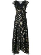 Temperley London Leaf Print Wrap Dress - Black