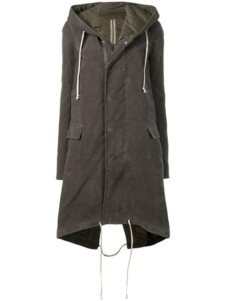 Rick Owens Drkshdw Long Hooded Coat - Grey