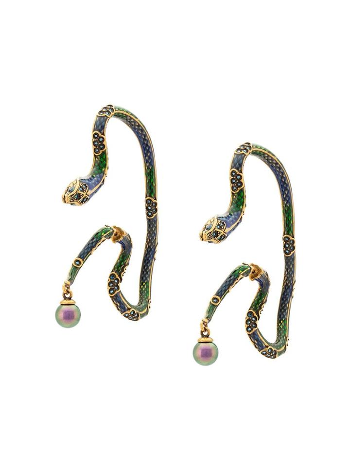 Roberto Cavalli Enamelled Snake Earrings - Blue